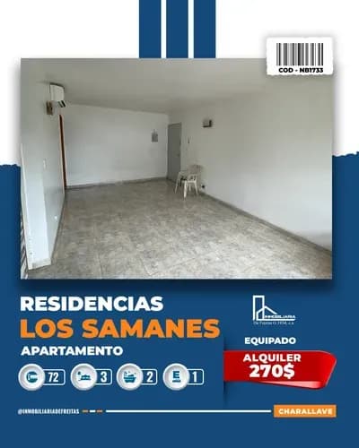 Alquiler Amoblado Apartamento Conjunto Residencial Los Samanes. Charallave