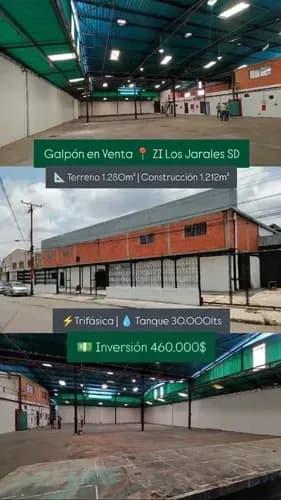 Venta De Galpón - Z.i. Los Jarales 1.280 M2 Terreno | 1.212 M2 Construcción. Estructura Pesada: Pisos De 20cm Y Altura De 7m A 9m. An