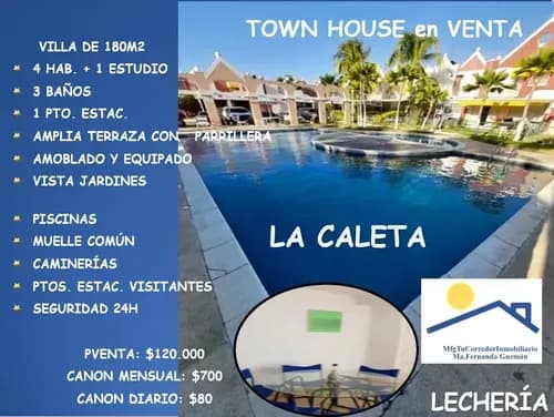Venta / Alquiler Espacioso Town House En El Conjunto Residencial La Caleta Muelle