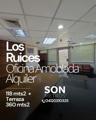 Oficina Amoblada Los Ruices Alquiler 118 Mts2 + Terraza De 360 Mts2. Sonmetros2