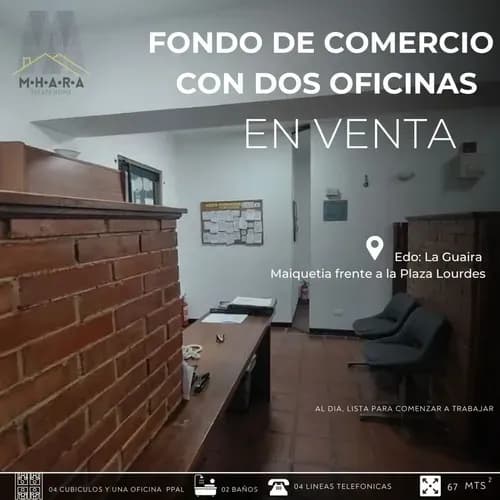 Fondo De Comercio En Venta En La Guaira Con Dos Oficinas En El Corazon De Maiquetia Cerca Del Puerto De La Guaira