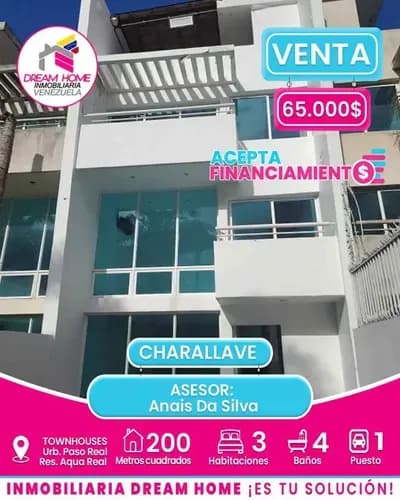 Townhouses En Venta Urb.paso Real. Res.aqua Real Charallave.