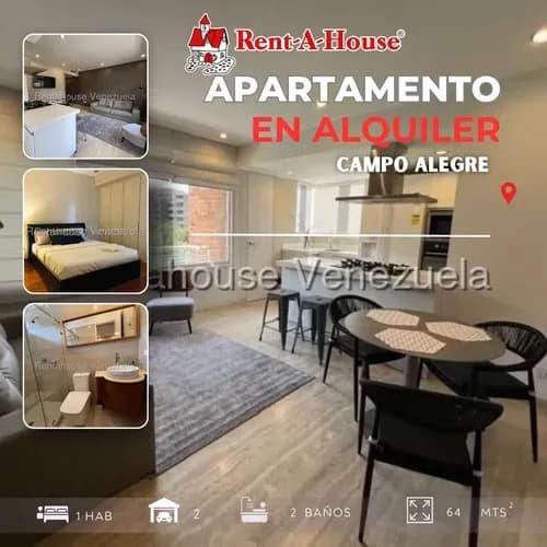 Alquiler Apartamento Campo Alegre 64m2 1 H 2b 2p