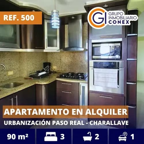 Se Alquila Apartamento 90m2 3h/ 2b/ 1p Urb. Paso Real - Charallave