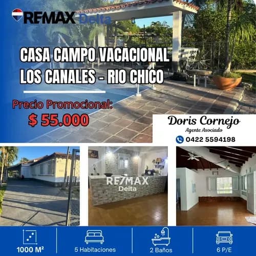 Venta De Hermosa Casa De Campo, Urb. El Jobo Rio Chico, Municipio Páez Venezuela