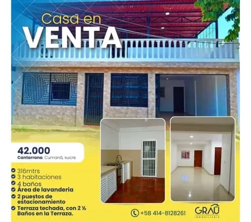 Casa En Venta En Cantarrana, Cumana