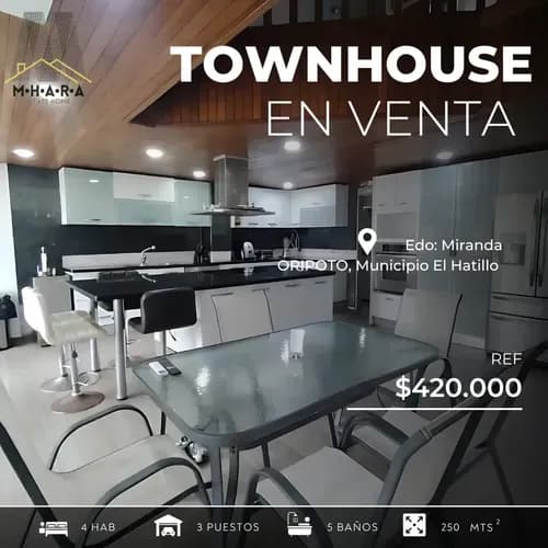 Townhouse En Venta En Oripoto El Hatillo Estado Miranda Urbanización Cerrada