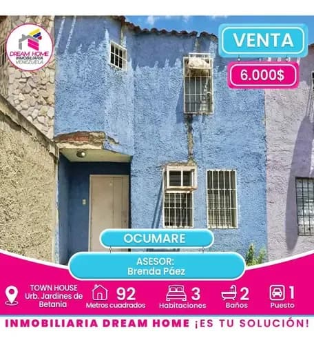 Town House En Venta Urb. Jardines De Betania - Ocumare Del Tuy