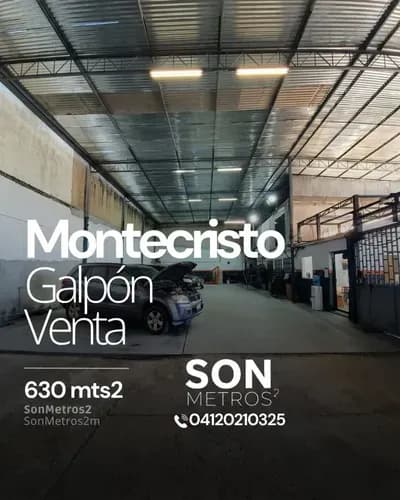 Galpón Montecristo Venta 630 Mts2 Doble Altura. Sonmetros2