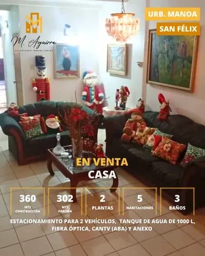 Casa De 2 Plantas En Venta, Urb. Manoa, San Félix - Pl