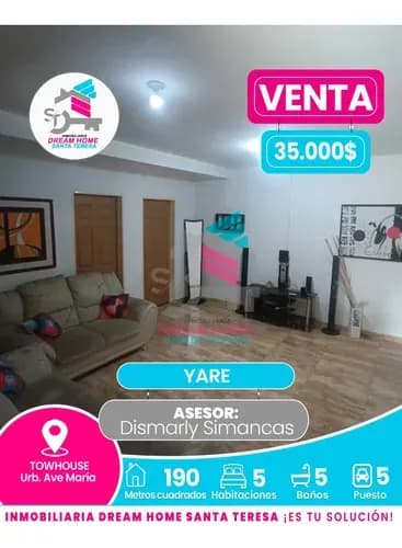 Townhouse En Venta Urb. Ave María Yare