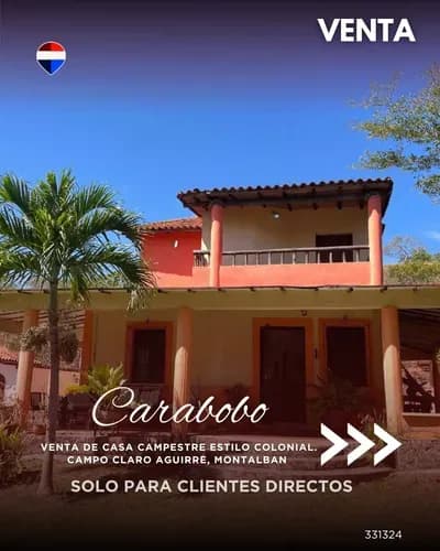 Venta De Casa Campestre Estilo Colonial. Campo Claro Aguirre, Montalban 331324 Solo Clientes Directos