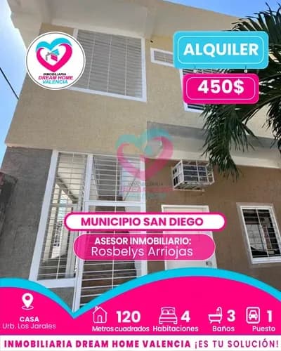Casa En Alquiler Urb. Los Jarales - Municipio San Diego