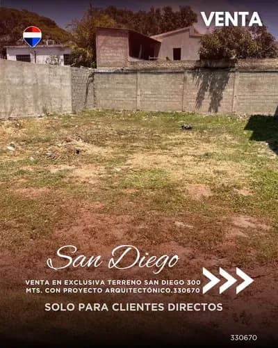 Venta En Exclusiva Terreno San Diego 300 Mts. Con Proyecto Arquitectónico.330670 Solo Clientes Directos