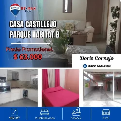 Venta De Amplia Casa De Un Solo Nivel, Parque Habitat B, Castillejo, Venezuela