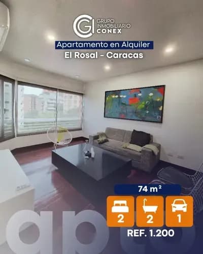 Se Alquila Apartamento 74m2 2h/2b/1p El Rosal 7541