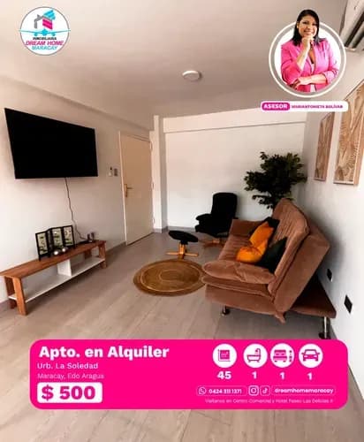 Ofrece Apartamento En La Soledad En Alquiler Tipo Estudio