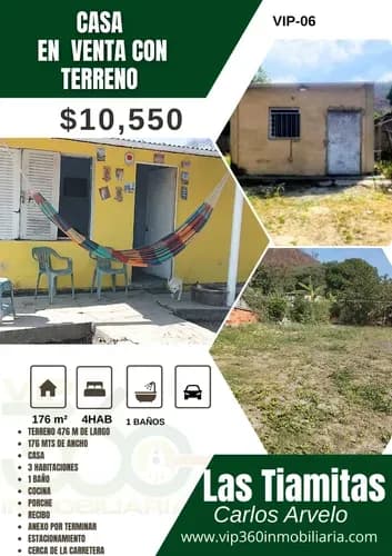 Terreno De 473 M De Largo Y 176 Ancho Casa De 3 Habitaciones Baño Cocina Y Porche Mas Anexo Con Cocina Y Baño A Culminar