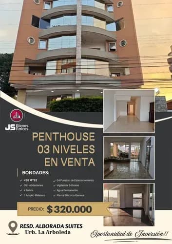 Penthouse 03 Niveles En Venta Con Planta Eléctrica General Urb. La Arboleda. 002jsc