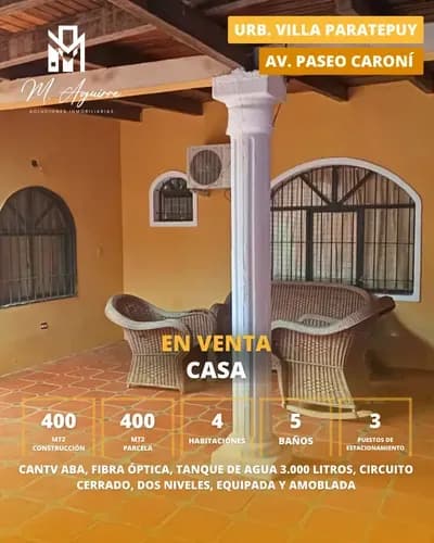 Casa Tipo Townhouse En Venta En Urb. Villa Paratepuy, Av. Paseo Caroní, Puerto Ordaz - Yc