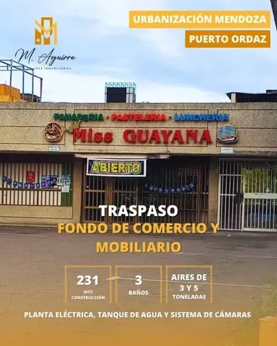 Traspaso Fondo De Comercio Y Mobiliario, Local Urb. Mendoza, Puerto Ordaz