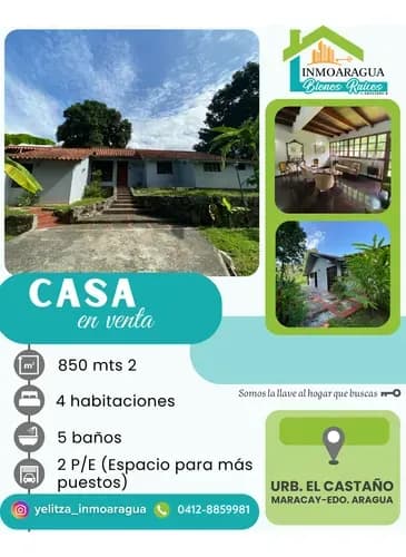 Amplia Casa En Venta/ El Castaño/ Yp1390