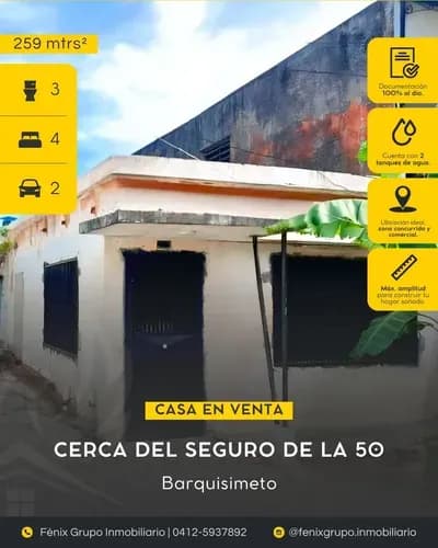 Amplia Casa Con Potencial En Venta, Cerca Del Seguro De La 50. Barquisimeto. Estado Lara. -fg.
