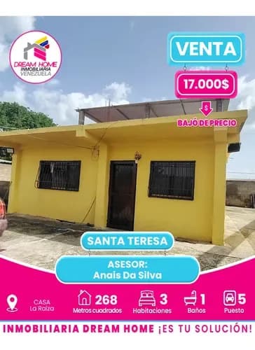 Casa En Venta La Raíza Santa Teresa.