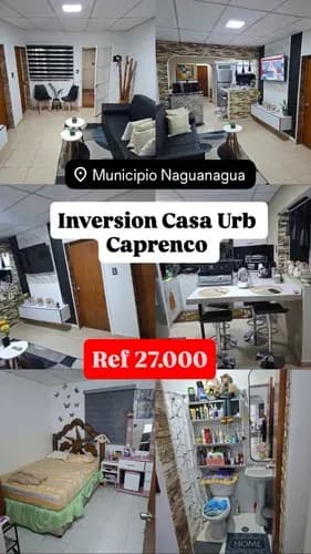 Hc Hc Moderna Casa Urb Caprenco Municipio Naguanagua. Metraje: 107,80 Consta De 2 Habitaciones Un Baño Cocina Moderna Con Desayunad