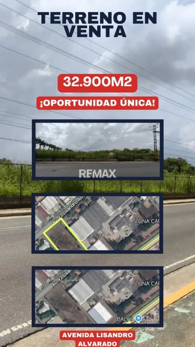 Terreno Industrial Comercial área 32,956 Mt2 totalmente plano