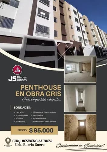 Se Vende Amplio Penthouse Duplex En Obra Gris El Cual Se Encuentra Ubicado En Res Trevi Barrio Sucre. 013jsc
