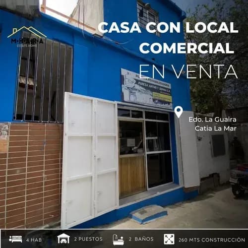 Casa En Venta En La Guaira Catia La Mar Con Comercio De Agua Potable A Pie De Calle