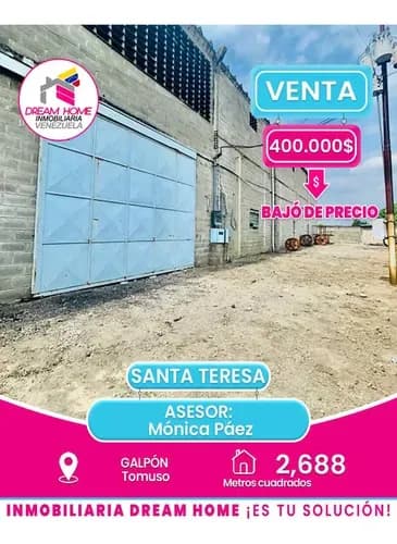 Galpón En Venta Zona Industrial Tomuso Santa Teresa Del Tuy