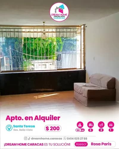Apartamento En Alquiler En Santa Teresa Del Tuy - Res. Bella Vista