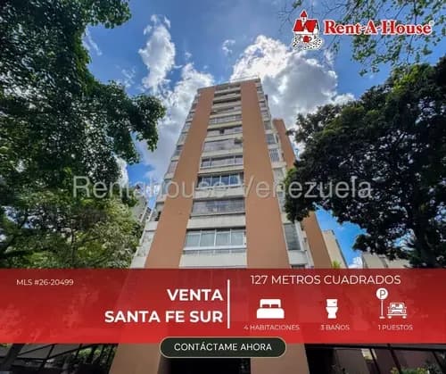 Apartamento En Venta En Santa Fe Sur, Amplio, 127 M2, Amoblado Y Ubicado En Una Zona Tranquila De Caracas, Con Pozo De Agua Y Áreas Sociales Para Disfrutar En Familia. Mls: 26-20499.