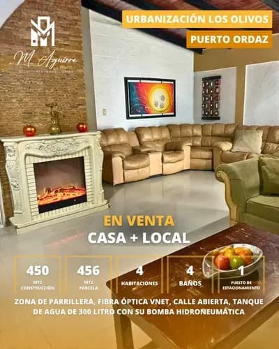 Casa Moderna + Local En Venta En La Urbanización Los Olivos, Puerto Ordaz - Pl