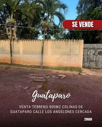Venta Terreno 800m2 Colinas De Guataparo Calle Los Angelones Cercada 29668