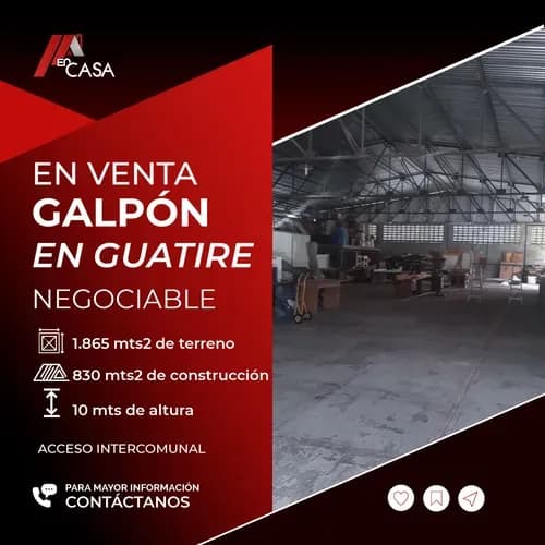 Galpón Industrial Guatire. 1865m2 Terreno/10 M Altura. Detrás Forum. Acceso Desde Intercomunal. 100% Operativo