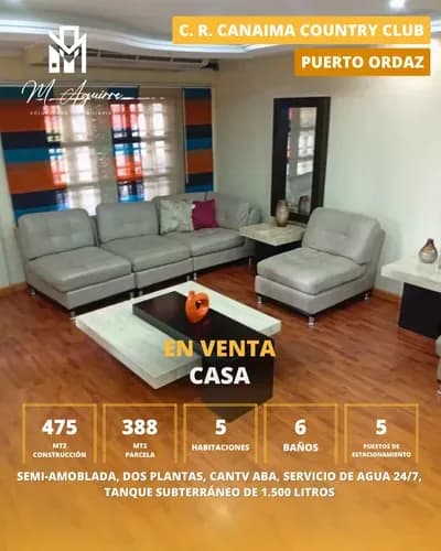 Casa En Venta En El Conjunto Residencial Canaima Country Club, Av. Atlántico, Puerto Ordaz - Pl