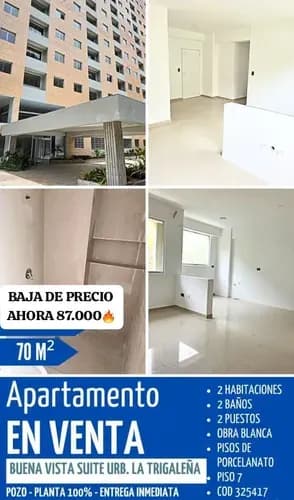 Apartamento En Urbanización La Trigaleña Conjunto Residencial Buena Vista Suite, 70m2 2 Habitaciones 2 Baños 2 Estacionamientos. An