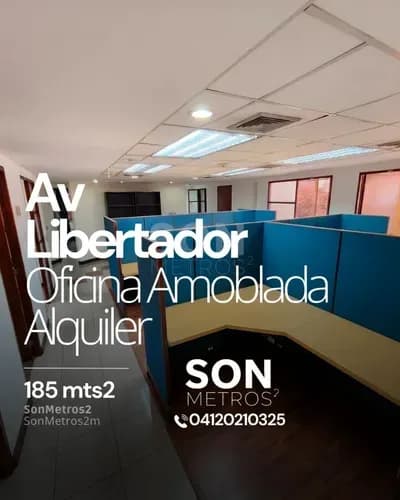 Oficina Amoblada Alquiler Av Libertador 185 Mts2 Pago En Bcv E Incluye Condominio. Sonmetros2