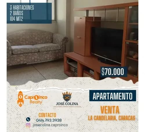 En Venta: Amplio Apartamento De 104 M² La Candelaria, Caracas.