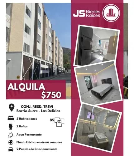 Apartamento En Alquiler Conjunto Residencial Trevi En Barrio Sucre - Las Delicias.002jsc