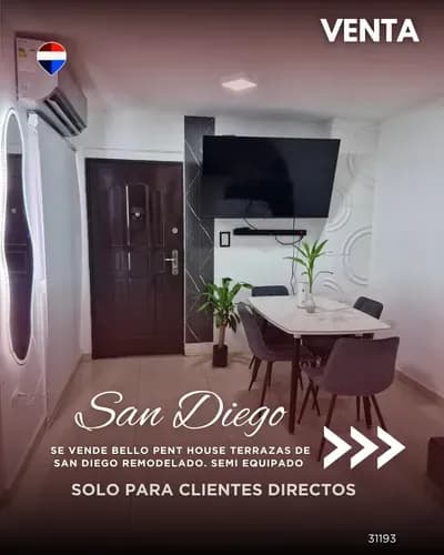 Se Vende Bello Pent House Terrazas De San Diego Remodelado. Semi Equipado 31193 Solo Clientes Directos