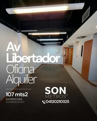 Oficina Alquiler Av Libertador 107 Mts2 Pago En Bcv E Incluye Condominio. Sonmetros2