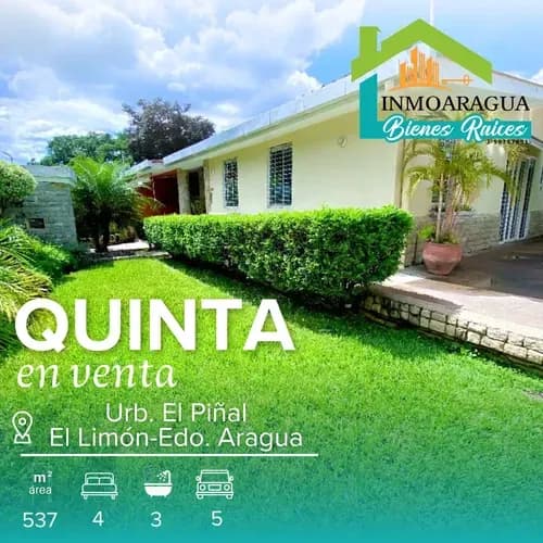 Quinta En Venta/ El Piñal, El Limón/ Yp1390