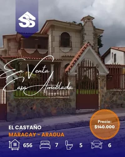 Código: L. V-003 Residencia Unifamiliar - Urb. El Castaño - $140.000 - Totalmente Amoblada... Con 7 Habitaciones... Parrillera... Jardines.