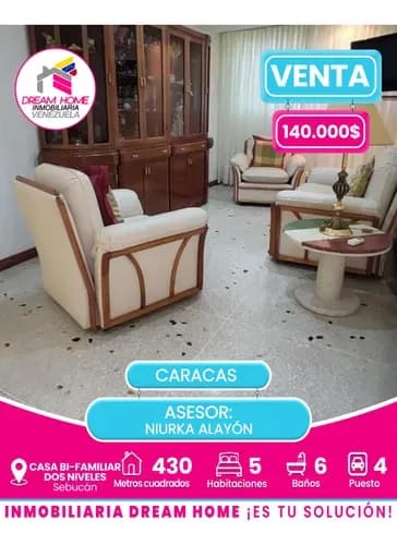Casa Bi-familiar Dos Niveles En Venta Av. Miguel Otero Silva. Subucán Caracas