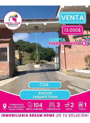 Townhouses En Venta Res. Villa Falcón. Sector Colinas Cúa