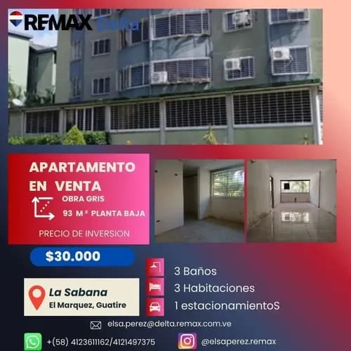 Apartamento En Venta, La Sabana El Marquez, Guatire. Planta Baja (obra Gris)